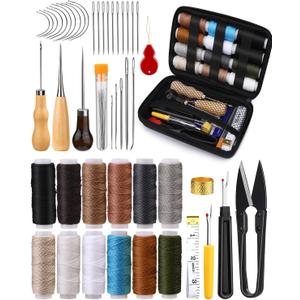 BAGERLA Heavy Duty Sewing Kit, 48pcs Needle and Thread Kit with Upholstery Thread Needles Sewing Awl Seam Ripper, Upholstery Repair Sewing Kit for Car Seats Carpets Shoes Backpacks DIY Crafting