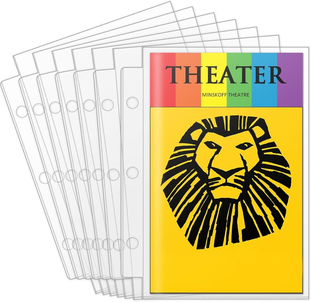 Page Protectors for Broadway Play Program and Theater Programs, 50 Sheet Protectors, Fit 5.5 x 8.5 Programs from Mid 1980s to Modern, Binder Sleeves