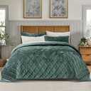 EVERGRACE Luxury Crushed Velvet Quilt Set King Size, Diamond Quilted Lightweight Velvet Comforter, Ultra Soft Oversized Bedspread Coverlet Bedding Set for All Season, with 2 Pillow Shams, Dark Green | Luxe Velvet, Soft, Opulent Sheen, Beautiful Colors, Oversized, Oeko-Tex Certified (KING/CAL.KING (108" x 96"))