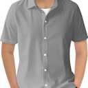 Haloumoning Boys Short Sleeve Dress Shirts Kids Summer School Uniform Button Down Shirt (11-12 Years, Gray)