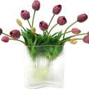 Artificial Tulips Flowers (15pcs, Purple), Real Touch Latex Bouquet for Home, Wedding, Table Centerpiece and Party Events Decoration, DIY Fake Floral Arrangements (Vase not Included)