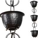 Monarch Rain Chains for Gutters Aluminum  8.5 ft Hammered Black Rain Chain for Outside, Decorative Heavy Duty Gutter Catcher Downspout Replacement, Modern Durable Hanging Gutter Chain for Outdoor