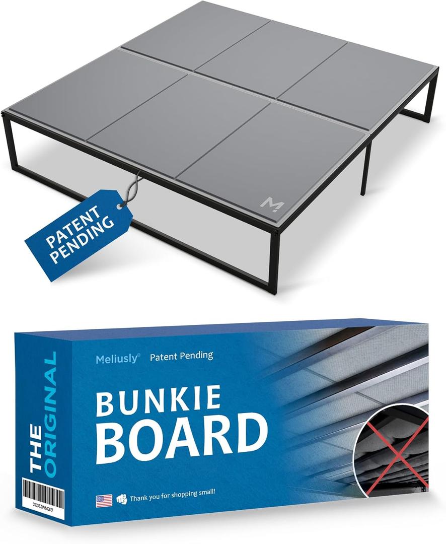 Meliusly Premium 10mm Bunkie Board King Size (76x80'') Patent Pending Low Profile Bed Board Design - Breathable, Noise Minimizing, Moisture Resistant Bunkieboards, Low Profile Bed Support