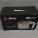 Mueller UltraToast Full Stainless Steel Toaster 4 Slice, Long Extra-Wide Slots for Bagels and Waffles, 6 Browning Levels, LED Display, Cancel/Defrost/Reheat Functions & Removable Tray, Kitchen Gadgets
