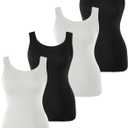BAMBOO COOL Womens Camisole Tank Top Cami Basic Layering Undershirt for Summer 3/4 Pack (Large)