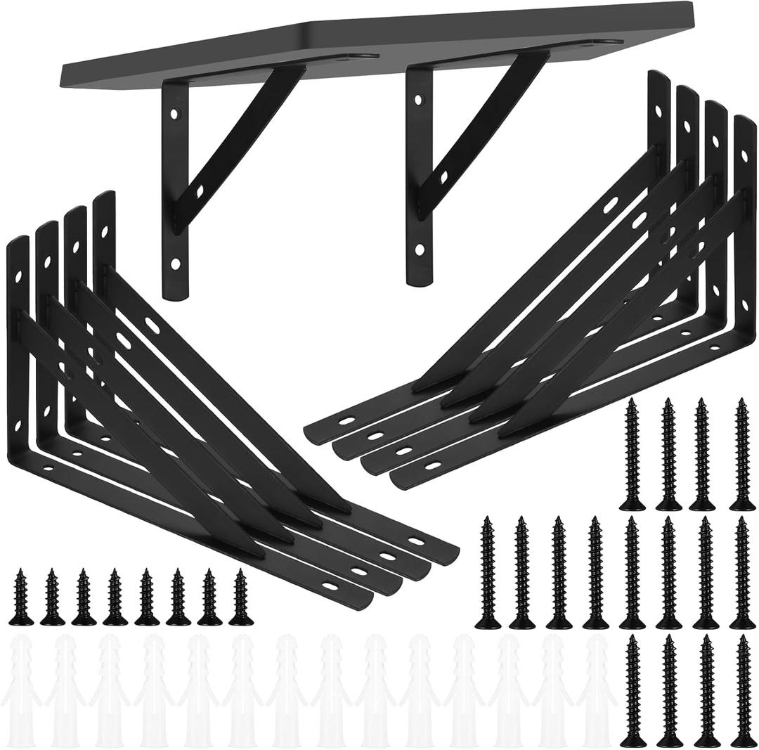 Heavy Duty Shelf Brackets - 8 Pcs Metal Wall Mount L Shaped Shelves Support Angle Brackets (7.87x4.72 inch)