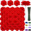 LELEE Rose Head Flowers with Stem - 108pcs Red Roses Artificial Flowers Bulk - Silk Rose Fake Flower for Wedding Bouquet Party Home Decor DIY Baby Shower Centerpieces Tables Decoration