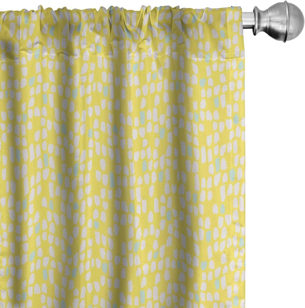 Ambesonne Yellow and White Window Curtains, Abstract Hand Drawn Brush Effects Watercolor, Lightweight Decor 2-Panel Set with Rod Pocket, Pair of - 28" x 84", Mint Green