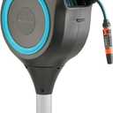 GARDENA 18614 | 66' x 1/2" Automatic Retractable Garden Hose Reel on Metal Spike, Outside Garden Hose with 360 swivel. No Holes in your house, Easy Installation, No Tools Required