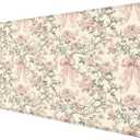 Vintage Pink Floral Large Mouse Pad 31.5x15.7inch, Coquette Girly Pink Bow Peony Flower Aesthetic Large Extended Computer Desk Mat Mousepad for Keyboard and Mouse, Preppy Desk Accessories