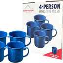 Alpine Mountain Gear 12 oz. Enamel Coffee Mug for Camping/ Hiking, Durable Enamel Dishware, by Caddis Sports (12 Oz. (4 Pack))