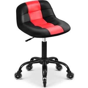 Rolling Shop Stool with Wheels, Rolling Stool with Back Support, 360 Swive Garage Chair, Height Adjustable Chair 330lb Heavy Duty for Spa Salon Massage Home Office Tattoo (Red)