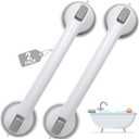 Auroras Strong Suction Cup Grab Bars for Bathtubs and Showers, 2 Pack Removable Heavy Duty Shower Grab Bars for Seniors No Drilling, 16 Inch Non-Slip Shower Handles for Elderly,Children,Injured (Gray)