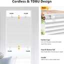 LazBlinds Tool-Free Cordless Pleated Shades with Suction Cups Light Filtering Top Down Bottom Up Pleated Blinds for Window Size 23" W x 38" H, White