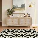 Latte&Fog 3x5 Entryway Rug, Vintage Washable Area Rug, Boho Non Slip Low Pile Throw Carpet for Indoor Bedroom Bedside, Kitchen, Entry and Living Room - Black Beige