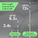 KEMANO Professional 12ft Heavy Duty Swimming Pool Pole, Telescopic Aluminum, Adjustable 3.4-12ft, Fits Pool Vacuum, Net, Brush, Hook, Cleaning Tools, Universal Mount, Anti-Slip Grip, Twist Lock Design