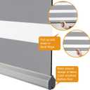 Persilux Cordless Zebra Blinds for Windows Free-Stop Roller Window Shades (47" W X 64" H, Grey) Dual Layer Light Control for Day and Night, Light Filtering Sheer Shades for Home, Easy to Install