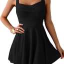 B2prity One Piece Swimdress Swimsuit for Women Tummy Control Wrap Swim Dress Modest Ruched Skirt Bathing Suit (Large, Black)