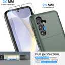 for Samsung Galaxy S25 Wallet Case with Card Holder, 2X Screen Protector Dual Layer Heavy Duty Protective Hidden Card Slot Slim Case for Galaxy S25 6.2" 2025 (Deep Green)