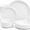 Gibson Home Oslo Dinnerware Set for 4, 16-Piece White Porcelain Plates and Bowls Ceramic Dish Set | Microwave & Dishwasher Safe