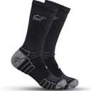 Crew Work Socks Sweat-Wicking, Durable Wool Socks for Long Shifts Up to 8" Boots Made in USA (Black)