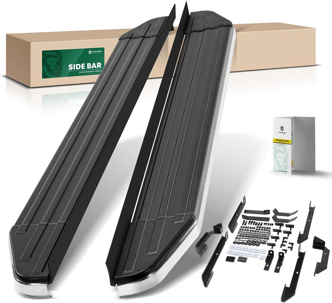 YHTAUTO 5.5" Running Boards Side Steps Fit Chevy Trailblazer 2021 2022 2023 2024, 68" with Short Rubber Strip Length, Aluminum Black Powder, Cab Side Step Rails Off-Road Exterior Accessories