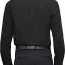 J.VER Men's Dress Shirts Stretch Stain Shield Long Sleeve Solid Formal Shirt Business Casual Button Down Shirts (Black, L)