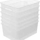 Clear Plastic Woven Storage Basket, 6-Pack Weave Basket Organizer for Kitchen Offices Bathrooms