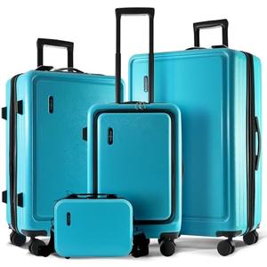 TRAVELARIM Hard Shell Luggage Sets with Spinner Wheels 4 Piece, Expandable Large Suitcases with TSA Lock, Travel Large Suitcase Set, Teal Luggage Set