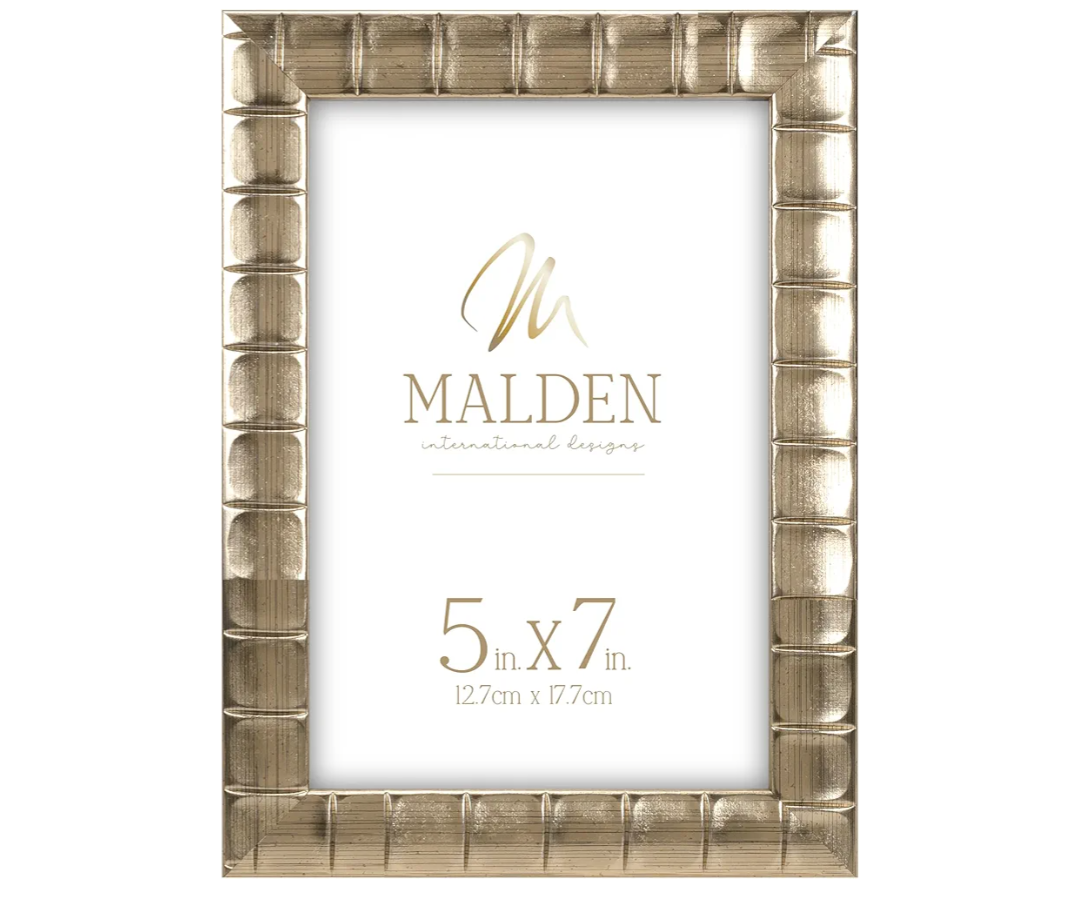 Malden International Designs 5x7 Bamboo Picture Frame with Gold Finish