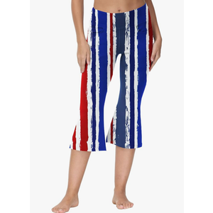 Cakulo Womens Capri Yoga Flare Pants Workout Athletic Active Summer Bootcut Capris Leggings Pockets, Size XL