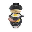 Hamilton Beach Breakfast Sandwich Maker with Egg Cooker Ring, Customize Ingredients, Perfect for English Muffins, Croissants, Mini Waffles, Perfect White Elephant Gifts, Black (25477)