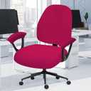 Super Stretchable Separate Office Chair Seat Covers - Universal Spandex Computer Chair Slipcover - Rotating Backrest Coverings & Cushion Protectors & Armrest Covers for Dogs, Cats, Pets (Hot Pink)