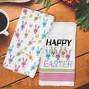 CAIBO Easter Kitchen Towels Set of 2 Cartoon Rabbit Bunny Dish Towel Tea Towels for Kitchen 16x27 Inch Spring Holiday Cooking Baking Cleaning