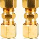 3/16 Inch OD Compression Copper Tube Union Straight Joiner Fittings for Air Gas Water