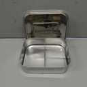 LunchBots Medium Trio II Snack Container - Divided Stainless Steel Food Container - 3 Sections for Snacks On the Go, Dishwasher Safe - Stainless Steel