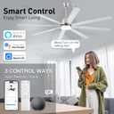 72 lnch lndustrial Smart Celing Fan with Light and Remote Control via WIFI Alexa,Large Celing Fan with 8 Brushed Nickel Aluminum Blades,6 Speed Noiseless DC Motor Indoor Outdoor Ceiling Fans for Patio