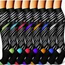 CHARMKING Compression Socks for Women & Men Circulation (8 Pairs) 15-20 mmHg is Best Support for Athletic Running,Cycling (Small-Medium, Orange/Red/Green/White/Blue)