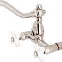 Kingston Brass KS3226PX Vintage 6" Adjustable Center Wall Mount Kitchen Faucet, Polished Nickel