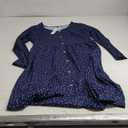 OUGES Women's V Neck Button Down Skater Midi Dress with Pockets (X-Large, Blue Polka Dot)