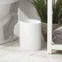 mDesign Stainless Steel Metal Oval Waste Can, 7.9 Liter/2.09 Gallon Wastebasket, Garbage Bin for Bathroom, Bedroom, Kitchen, Home Office, Holds Waste and Recycle, Mirri Collection, White