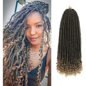 Goddess Locs Crochet Hair 6 Packs, 20 Inch Straight Faux Locs Crochet Braids, Pre-Looped Curly Soft Synthetic Ombre Braiding Hair Extensions for Black Women(20 Inch, 6 Packs, 1B/27#)