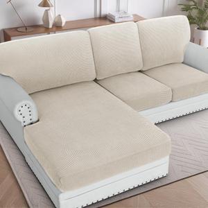 H.VERSAILTEX 2025 New Sectional Couch Covers 6 Pieces Stretch Sofa Cover for Sectional Sofa Set Separate L Shaped Couch Cover for Both Left/Right Couch (Seat and Back: 1 Chaise + 2 Sofa, Island Fossi)