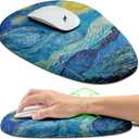 Hokafenle Ergonomic Mouse Pad Wrist Support, Terraced Slope Carpal Tunnel Wrist Pad for Mouse with Unibody Memory Foam, Wrist Rest Pain Relief Mousepad (Starry Night, 11.8x7.9 in)