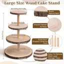 4 Tier Wooden Cupcake Tower, Wood Cupcake Stand, Tiered Dessert Stands, Large Rustic Cupcakes Display Holder Stand, for Woodland Baby Shower Decoration Wedding Birthday Tea Party Farmhouse Decor