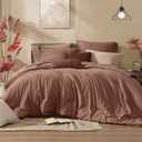 Monbix Queen Comforter Set - 7 Pieces Cationic Dyeing Terracotta Bed in a Bag Queen Bedding Sets with Comforter, Sheets, Pillowcases & Shams, Reversible Bedding Comforters Sets (7Piece-Queen(90X90''))