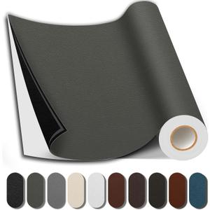 Shagoom Leather Repair Patch, 17X158 Inch Repair Patch Self Adhesive Waterproof, DIY Large Vinyl Patches for Couches, Furniture, Kitchen Cabinets, Wall Dark Grey, 17X158 Inch