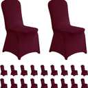 LZY 20pcs Spandex Chair Cover Stretch Slipcovers for Wedding Party, Dining Banquet Chair Decoration Covers (Burgundy, 20)