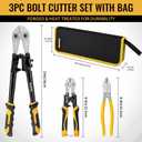 GRENPRO 3-Piece Bolt Cutter Pliers Set, 14" Heavy Duty Bolt Cutter, 8" Mini Wire Cutter, 8" Cable Cutter with Carrying Bag, Cr-V Blade for Metal, Key, Lock, Craft & Hard Wire, Screw, Chains Hand tool