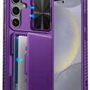 ATATOO for Samsung Galaxy S24+ Plus Case Wallet, Built-in Card Holder(Store 4-5 Cards) & Slide Camera Cover, Military Grade Protection, Rugged Silicone Case for Galaxy S24+ Plus 6.7", Dark Purple